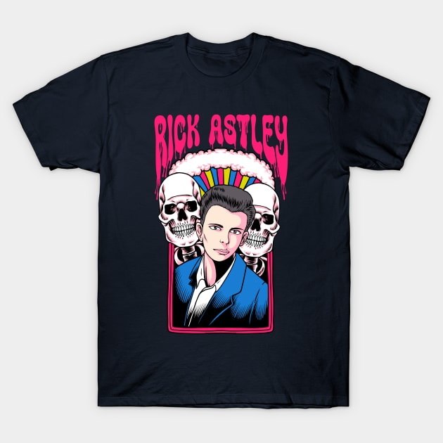 Rick Astley and Two Skulls T-Shirt by margueritesauvages